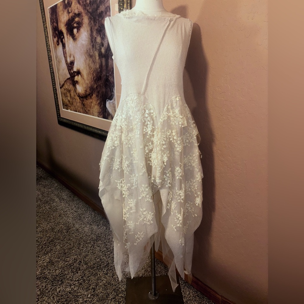 RARE & One of a Kind Fairy Asymmetrical White Lace Dress size M